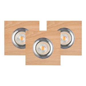 Lampa podtynkowa kwadratowa z drewna dębowego zestaw 3 sztuki Spot-Light 2515374 Vitar 3xGU10 1cm x 9,5cm