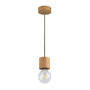 Lampa wisząca drewniana na żarówkę dekoracyjną z okrągłą rozetą Spot-Light 7061174 Drewno Dębowe Trongo E27 10cm