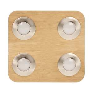 Lampa sufitowa plafon drewniany kwadratowy z oczkami LED drewno dębowe olejowane Spot-Light 2291474 Sunniva 4x5W 3000K