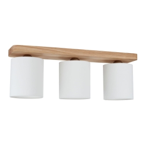 Lampa sufitowa listwa z drewna dębowego i białe abażury z tkaniny Spot-Light 8512374 Jenta 3xE27 20cm x 55cm