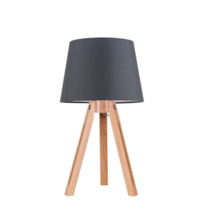 Lampa nocna stołowa trójnóg z drewnianymi nogami i antracytowym abażurem drewno dębowe olejowane Spot-Light 6114074 Tripod E27 55cm