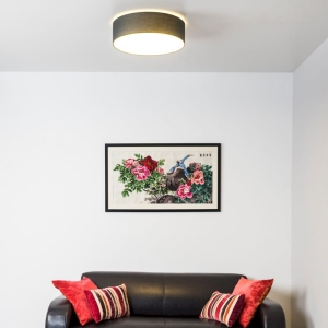 Lampa sufitowa do salonu okrągły plafon z tkaniny w kolorze antracyt Spot-Light 4783812 Josefina 3xE27 13cm x 38cm