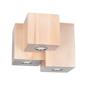 Lampa sufitowa z drewna brzozowego potrójne kwadratowe tuby Spot-Light 2576360 Wooddream 3xGU10 15cm x 20cm