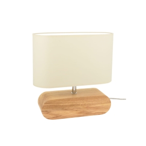 Lampa nocna stołowa drewniana z podłużną niską podstawą i kremowym abażurem drewno dębowe olejowane Spot-Light 7612074 Marinna E27 31cm