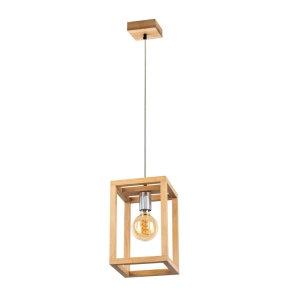 Lampa wisząca drewniana sześcienna rama z metalową oprawką na żarówkę drewno dębowe Spot-Light 61580174 Kago E27 120cm x 20cm