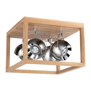 Lampa sufitowa z reflektorami w sześciennym stelażu z drewna dębowego Spot-Light 5227474 Roy 4xGU10