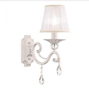 Lampa ścienna Kinkiet Świecznik z kryształem i abażurem Maytoni ARM247-01-G Grace E14 12x27x39cm biały