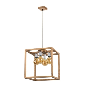 Lampa wisząca stelaż z drewna dębowego i chromowane gwinty Spot-Light 61580474 Kago 4xE27 40cm x 130cm