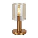 Lampa nocna biurkowa szklany abażur przezroczysty złota miedziana podstawa Italux TB-5581-1-BRO+AMB Sardo 1xE27