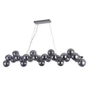 Podłużna lampa wisząca dymne szklane kule na chromowanej listwie Italux PND-5252-A-25-CH+SMK Cabella 25xG9 125cm x 120cm