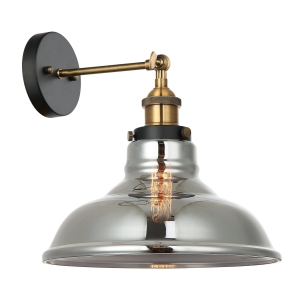 Lampa ścienna kinkiet szklany industrialny loftowy metalowe ramie antyczne złoto Italux MBM-2381/1 GD+SG Hubert 1xE27
