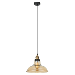 Lampa wisząca skandynawska loftowa szklany złoty abażur na przewodzie Italux MDM-2381/1 GD+AMB Hubert 1xE27 28cm