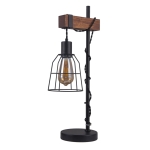 Lampa nocna biurkowa loft industrialna ciemne brązowe drewno druciany klosz na żarówkę dekoracyjną Italux TB-4793-1-L Reda 1xE27