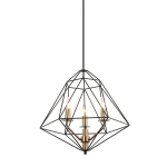 Lampa wisząca nowoczesna czarny abażur z metalowych prętów geometryczne kształty złoty świecznik nowoczesny na trzy żarówki dekoracyjne Italux PEN-6369-3-BKBR Maresmo 3xE14 48cm