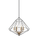 Lampa wisząca foremna czarna rama i złoty stelaż Italux PEN-6369-6-BKBR Maresmo 6xE14 65cm x 119cm