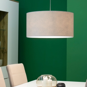 Lampa wisząca do salonu z cylindrycznym abażurem w zwierzęcy wzór i chromowane elementy Spot-Light 3561028 Leila E27 120cm x 50cm