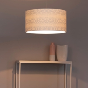 Lampa wisząca do salonu z cylindrycznym abażurem w delikatny wzór i chromowane elementy Spot-Light 3562028 Leila E27 120cm x 50cm
