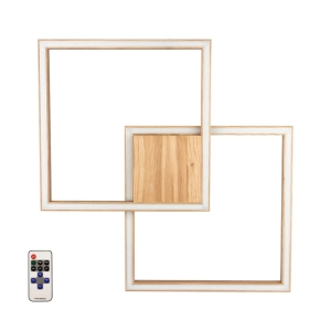 Prostokątna lampa sufitowa z drewna dębowego na pilota Spot-Light 91405274 Ramme LED 48W 3000K 64cm