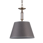 Lampa wisząca antyczne złoto szaro złoty abażur pleciony na łańcuchu dekoracyjnym Italux PND-43272-1 Zanobi 1xE14
