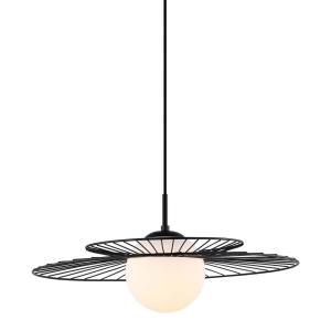 Lampa wisząca nowoczesna czara metalowa drwa okręgi nad kulą Italux MDM-4000/1 BK Sarah 1xE27 50cm