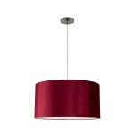 Lampa wisząca bordowa do sypialni z tkaninowym cylindrycznym abażurem i satynową podsufitką Spot-Light 3755027 Scarlett E27 120cm x 50cm