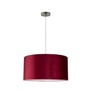 Lampa wisząca bordowa do sypialni z tkaninowym cylindrycznym abażurem i satynową podsufitką Spot-Light 3755027 Scarlett E27 120cm x 50cm