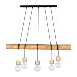 Lampa wisząca w stylu rustykalnym belka z drewna sosnowego bejcowana i czarne linki Spot-Light 69315551 Drewno/Metal 5xE27 140cm x 115cm