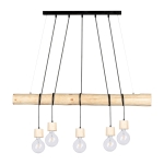 Lampa wisząca w stylu rustykalnym belka z drewna sosnowego i czarne linki Spot-Light 69315550 Trabo Pino 5xE27 140cm x 115cm