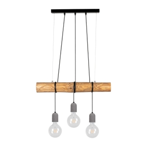 Lampa wisząca na belce z betonowymi oprawkami drewno sosnowe bejcowane Spot-Light 68599304 Trabo Concrete 3xE27 140cm x 70cm