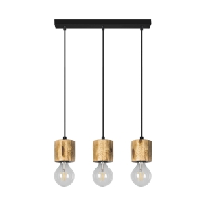 Lampa wisząca czarna metalowa listwa z oprawkami z drewna sosnowego Spot-Light 71689304 Pino 3xE27 100cm x 52cm