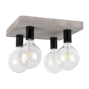 Lampa sufitowa kwadratowy plafon z betonu z czarnymi metalowymi oprawkami na żarówkę Spot-Light 8254436 Fortan 4xE27 10cm x 34,5cm