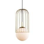 Lampa wisząca szklana kula z metalowym ażurowym kloszem złotym Italux MDM-3940/1 GD Matty 1xE27