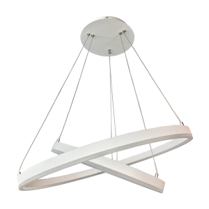 Lampa wisząca dwie białe obręcze LED okręgi 40cm i 60cm Italux 5239-874RP-WH-3 Jovita 74W 3000K