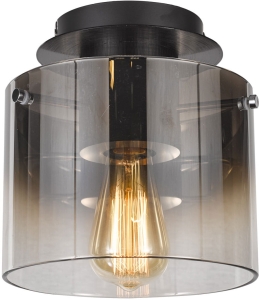 Lampa sufitowa plafon szklany abażur czarna Italux MX17076-1A BK Javier 1xE27 20x23cm