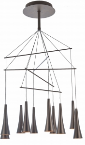 Kawowa lampa wisząca do salonu z kloszami na linkach Italux MD16115-10A Luca LED 50W 4500LM 3000K 73cm x 120cm