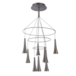 Kawowa lampa wisząca trzy obręcze z zawieszonymi kloszami Italux MD16115-9A Luca LED 45W 75cm x 120cm