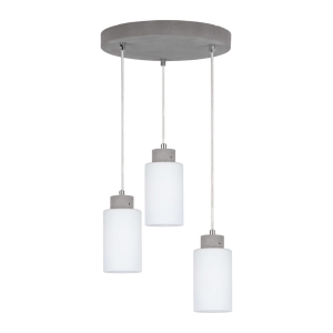 Lampa wisząca z betonu okrągła podsufitka i szklane białe klosze Spot-Light 9160336R Karla 3xE27 110cm x 32cm