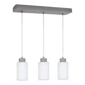 Lampa wisząca na betonowej listwie i białe szklane klosze Spot-Light 9160336 Karla 3xE27 110cm x 55cm