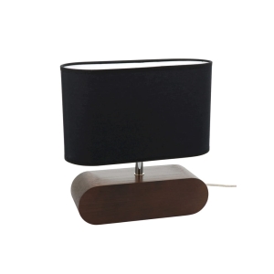 Lampa nocna stołowa z drewna bukowego niska podłużna podstawa i czarny abażur z tkaniny Spot-Light 7615076 Marinna E27 31cm