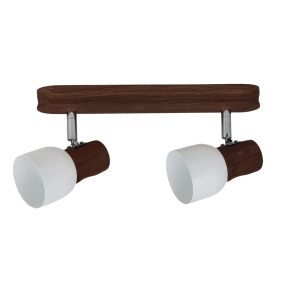 Lampa sufitowa listwa z drewna bukowego z dwoma reflektorami na białe metalowe klosze Spot-Light 2239276 Svantje 2xE14 17cm x 29cm