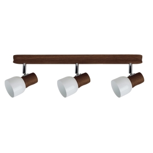 Lampa sufitowa reflektory na listwie z drewna bukowego i białe metalowe klosze Spot-Light 2239376 Svantje 3xE14 17cm x 49cm