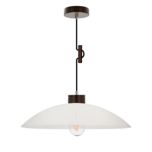 Lampa wisząca z kopułowym szklanym kloszem i elementami z drewna bukowego Spot-Light 1408976 Jona E27 100cm x 40cm