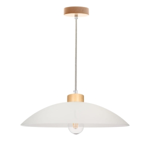Lampa wisząca z kopułowym szklanym kloszem i elementami z drewna brzozowego Spot-Light 1408060 Jona E27 100cm x 40cm