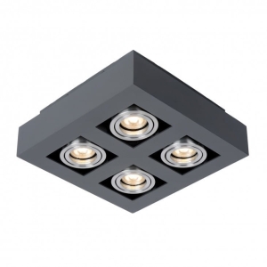 Lampa Sufitowa czarna box metalowy na cztery reflektorki Italux IT8002S4-BK/AL Casemiro 4xGU10 25x25cm