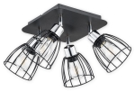 Czarna lampa sufitowa z czterema reflektorkami Lemir O2694 P4 CZA Hornet 4xE27