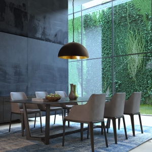 Czarno złota nowoczesna lampa wisząca Steinhauer 2555ZW Semicirkel E27 50cm