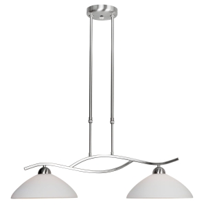 Srebrna klasyczna lampa wisząca białe klosze Steinhauer 6836ST Kloszri 2xE27 82cm