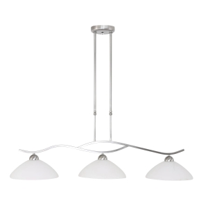 Srebrna klasyczna lampa wisząca białe klosze Steinhauer 6837ST Kloszri 3xE27 112cm
