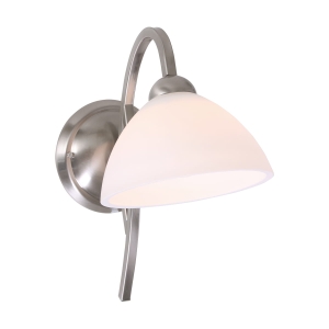 Srebrna klasyczna lampa ścienna kinkiet biały klosz Steinhauer 6840ST Kloszri E27 14cm