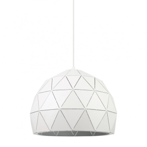 Lampa wisząca biała klosz metalowy kopuła geometryczne trójkąty Italux MDM-3471-1 W Harley 1xE27